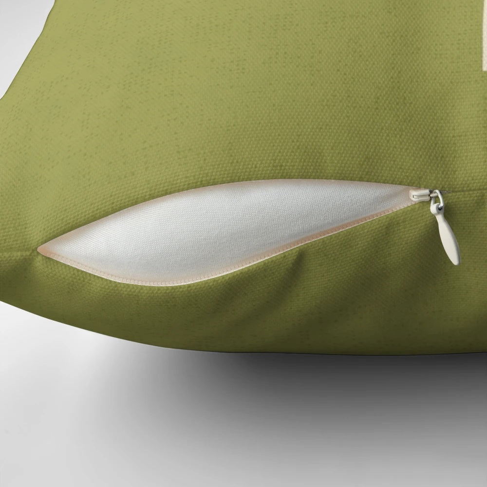 Retro tulip pattern pillow in orange and olive green colors