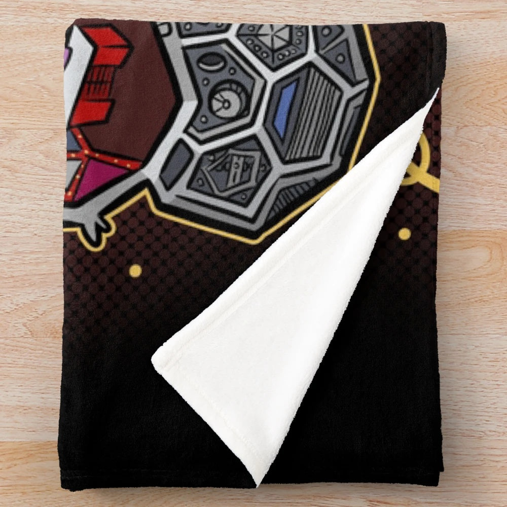 Cozy MST3K-inspired plush blanket featuring the Satellite of Love
