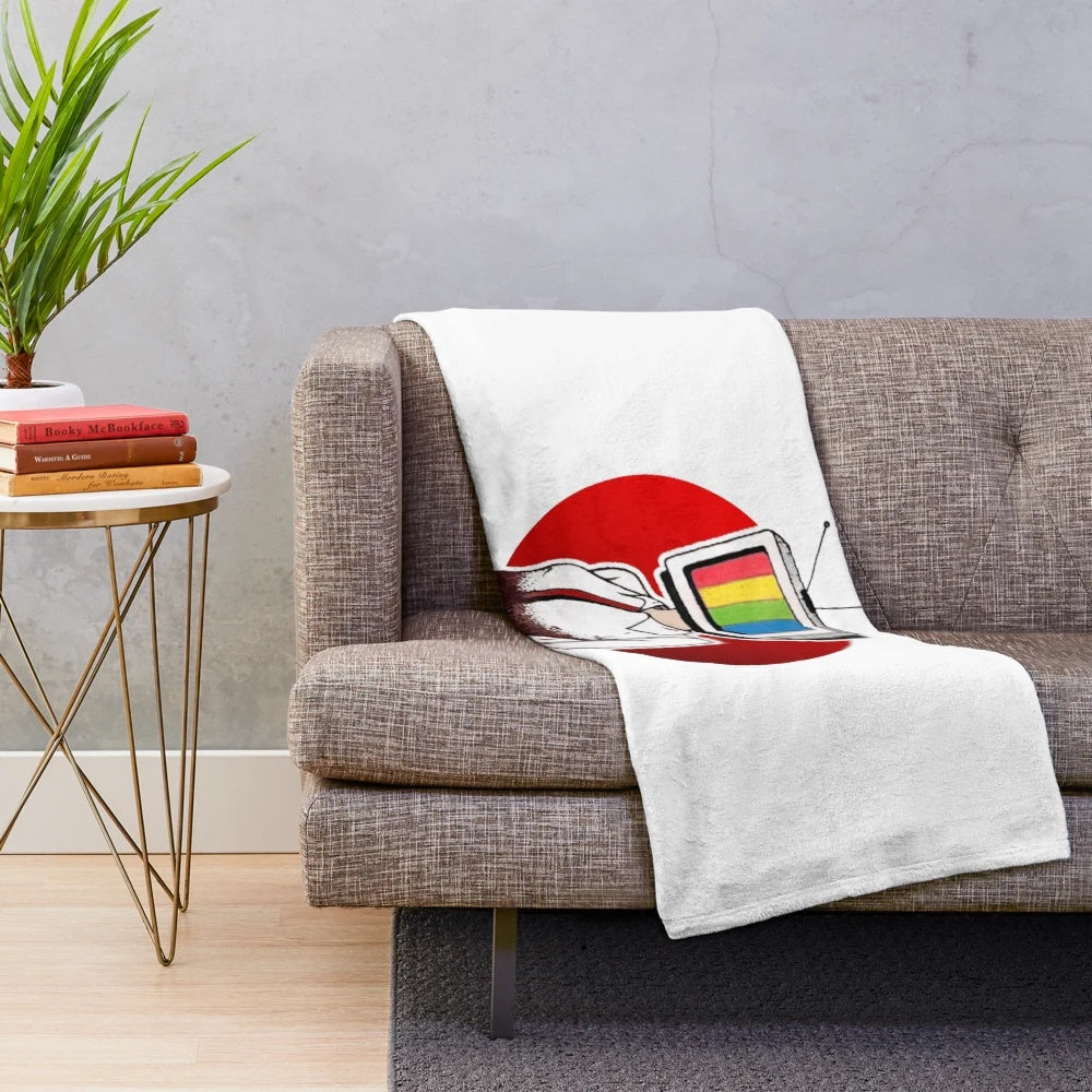 Retro TV Girl Plush Blanket