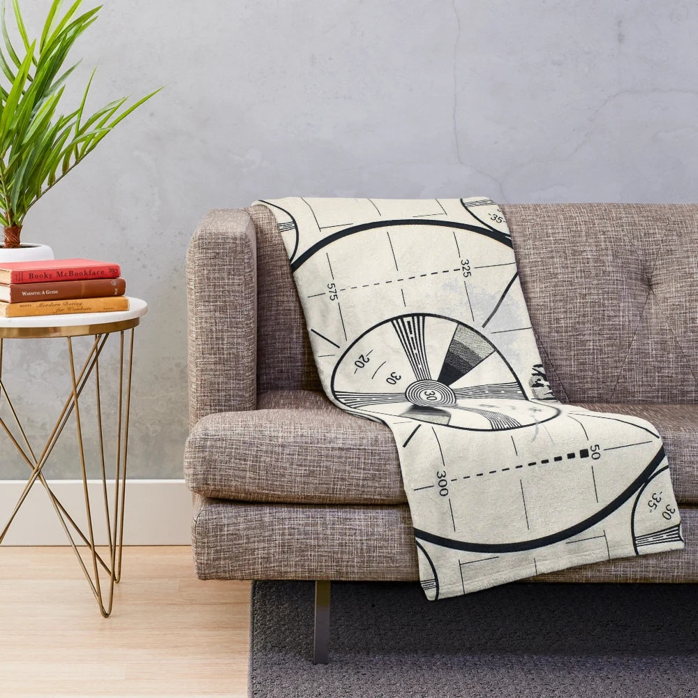 Retro TV monoscope test pattern plush blanket for television enthusiasts
