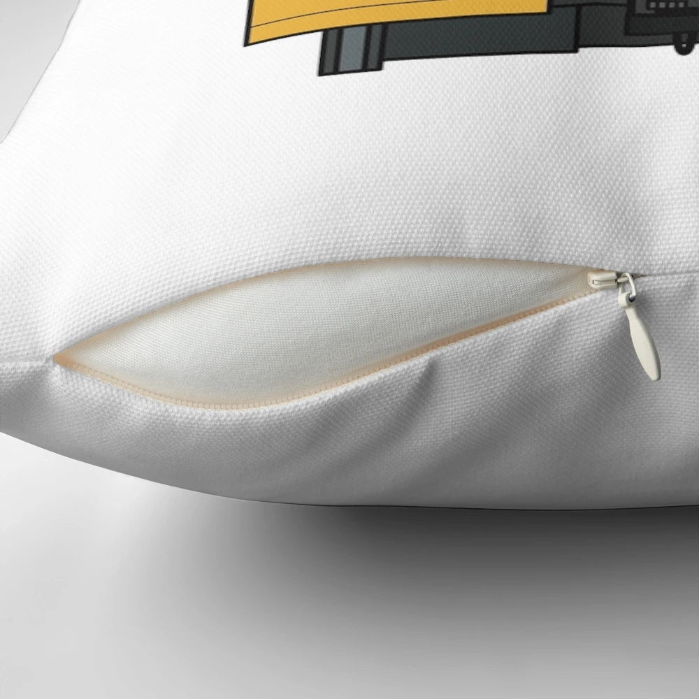 Tyne and Wear Metro inspired throw pillow with a 1980s retro design