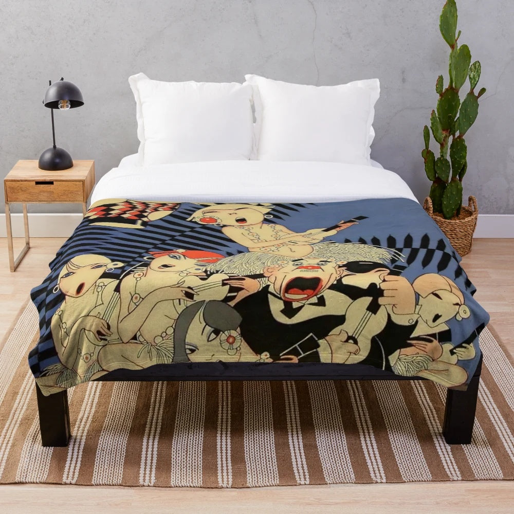 Cozy plush blanket featuring vintage ukulele band cover art by Jose Carlos