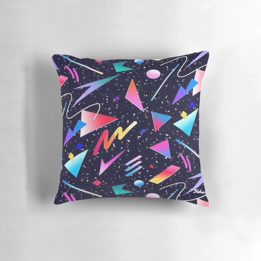 Dark Vaporwave Pillow with Retro 80s Aesthetic Graphic