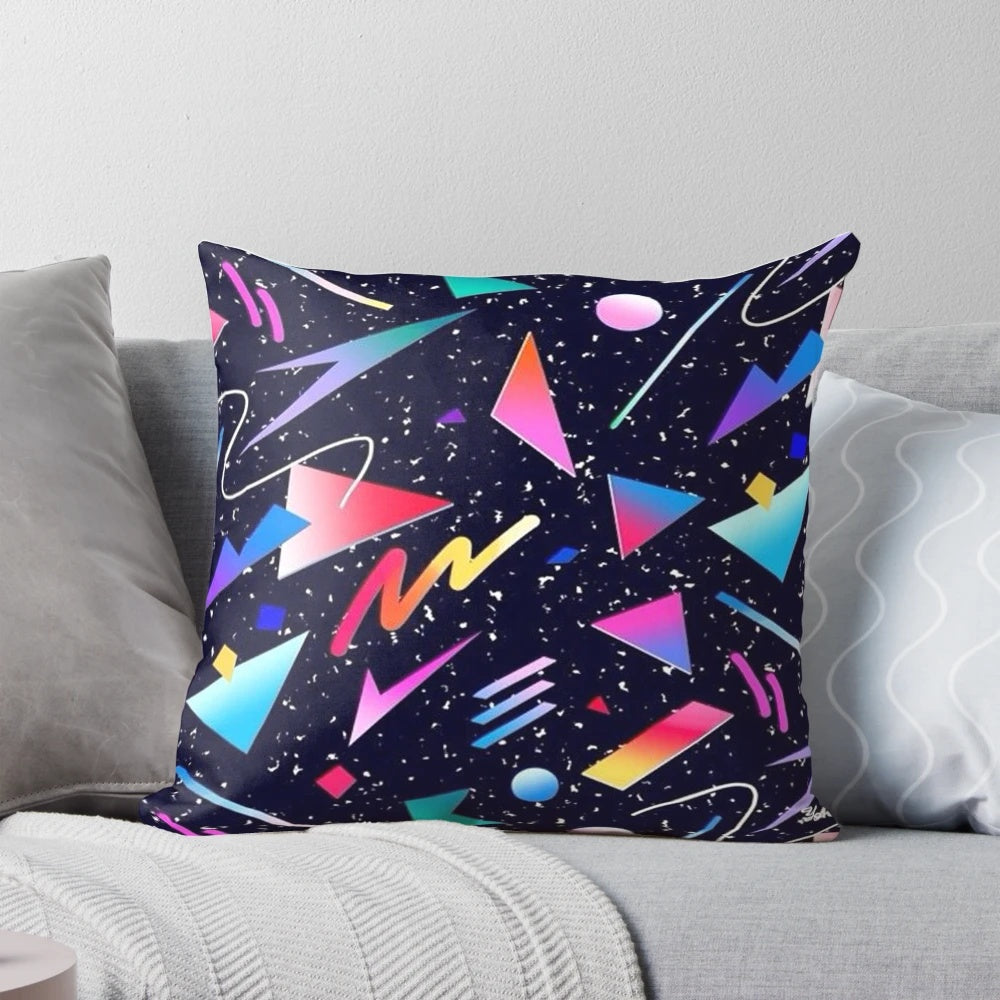 Dark Vaporwave Pillow with Retro 80s Aesthetic Graphic