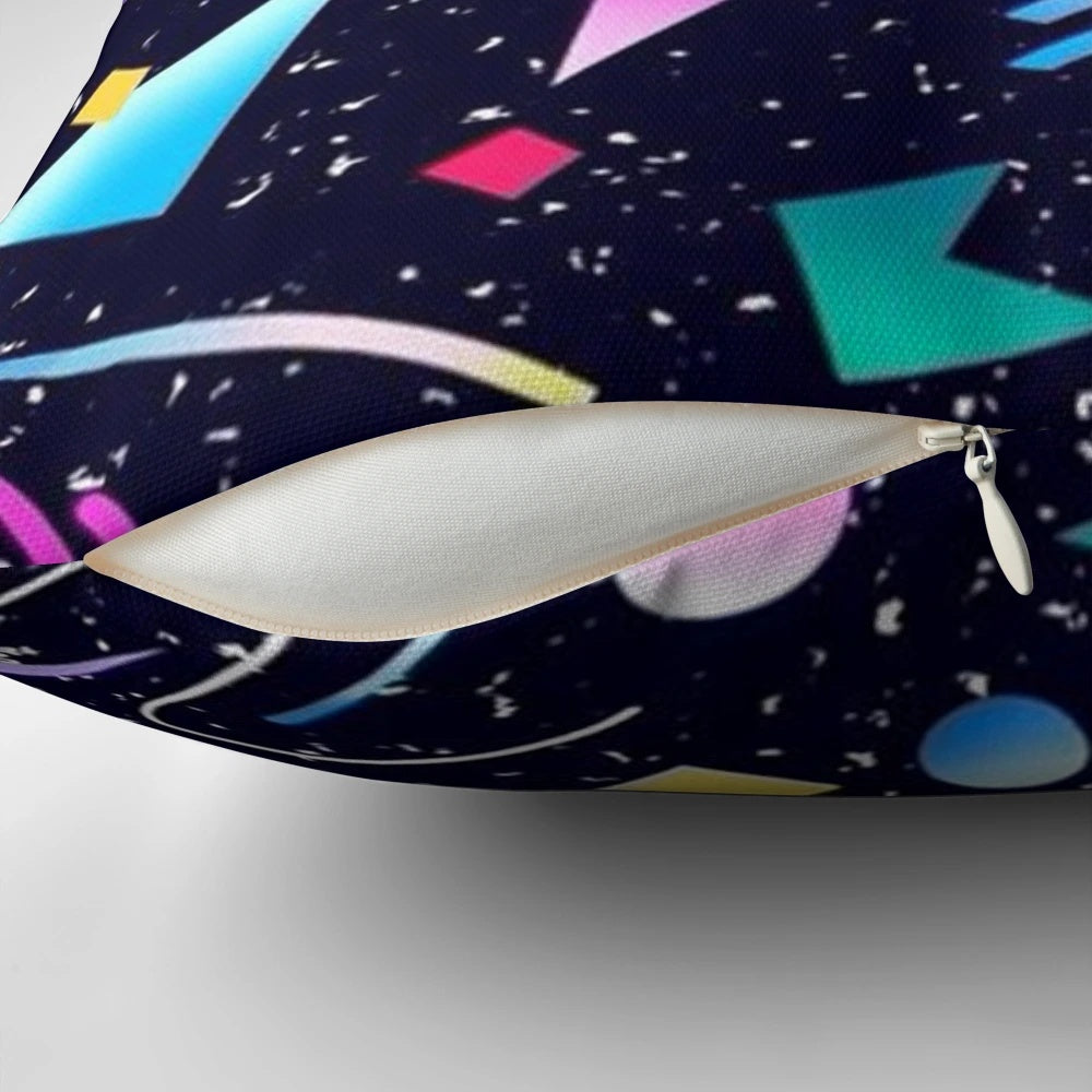 Dark Vaporwave Pillow with Retro 80s Aesthetic Graphic
