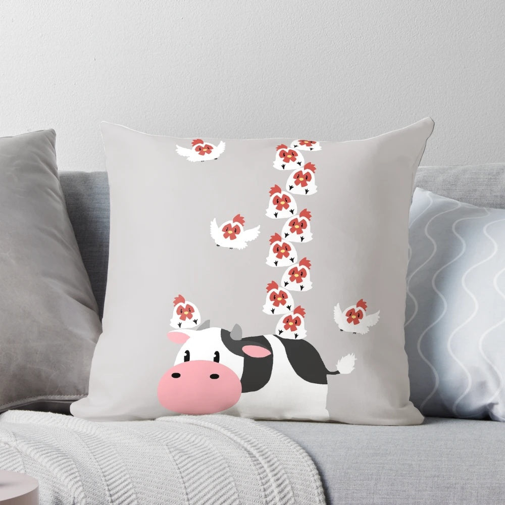 Adorable Cow and Chicken Pillow Inspired by the Harvest Moon Video Game Series