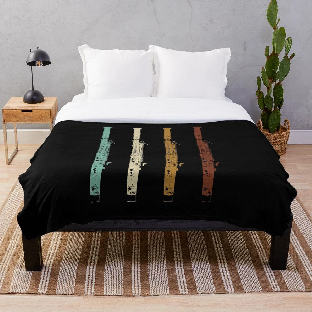 Retro vintage bassoon plush blanket for musicians and band members