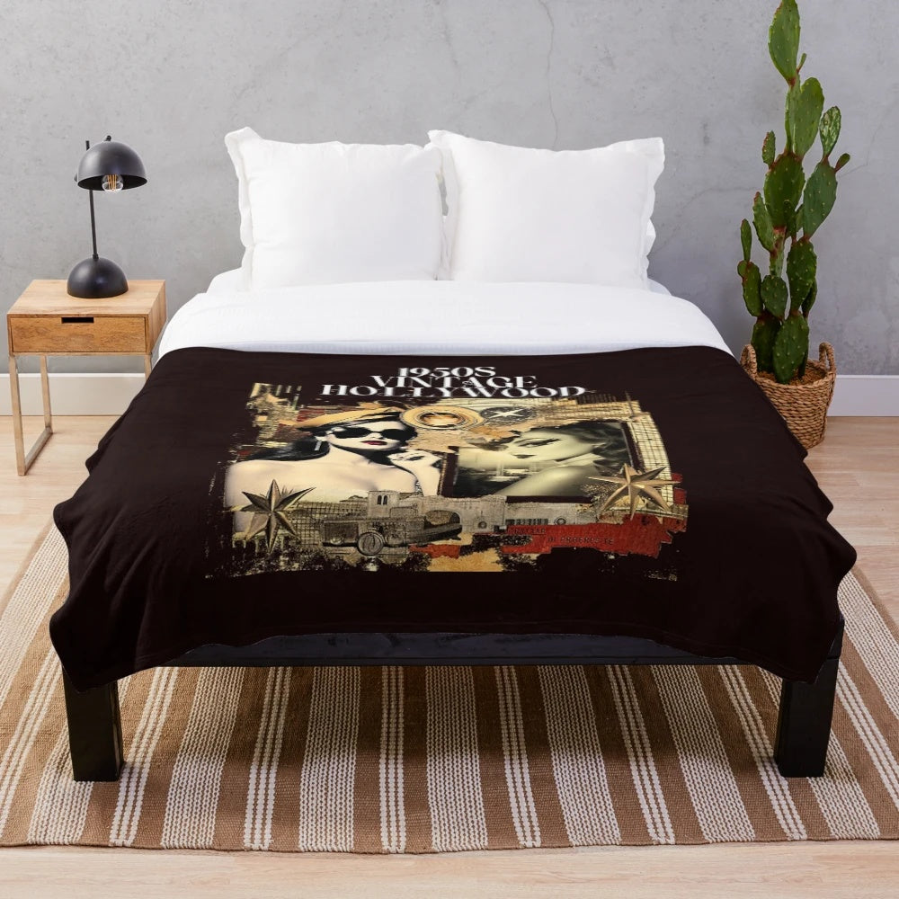 Retro Vintage Hollywood California Design Plush Blanket