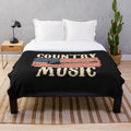 Retro vintage country music guitar with american flag plush blanket