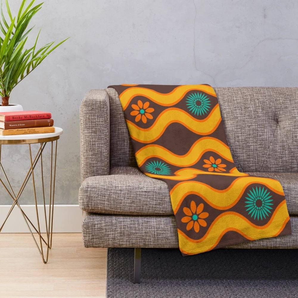 Retro vintage floral pattern plush blanket