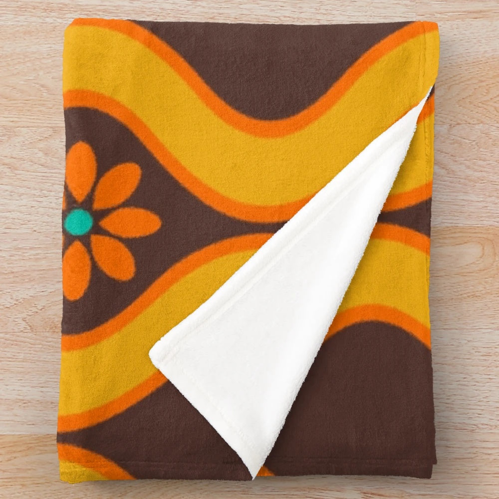 Retro vintage floral pattern plush blanket
