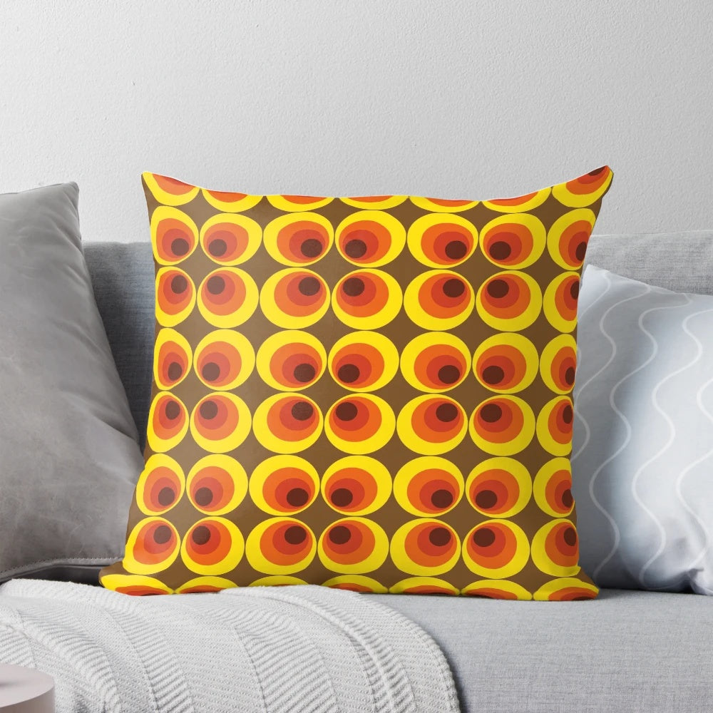 Retro vintage geometric pattern decorative pillow for 50s 60s 70s style