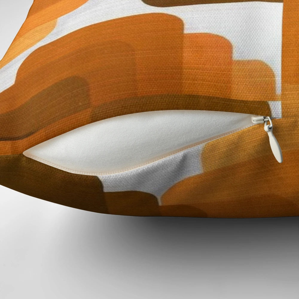 Vintage geometric throw pillow with warm brown and orange colors
