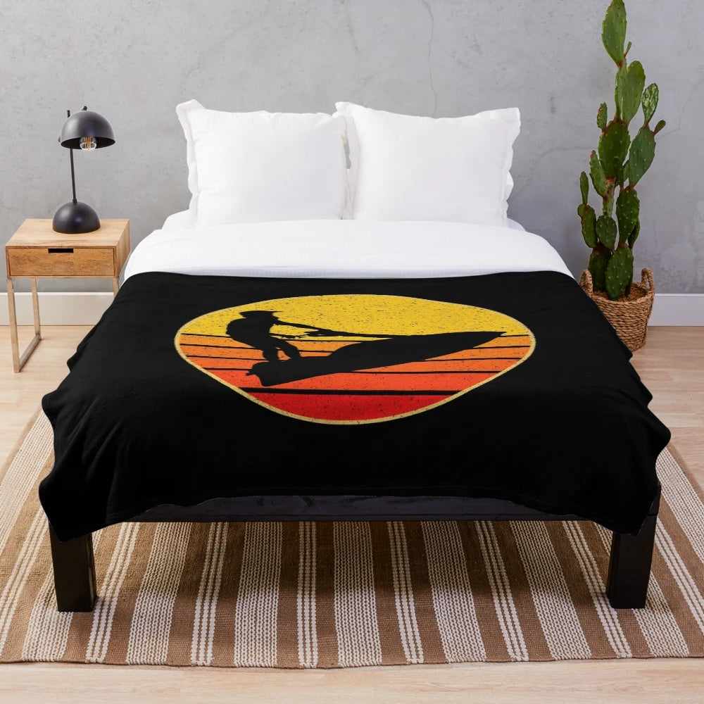 Retro vintage jet ski silhouette plush blanket