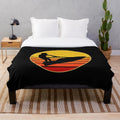 Retro vintage jet ski silhouette plush blanket
