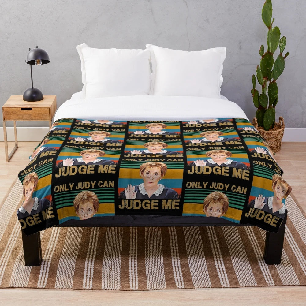Retro vintage plush blanket with "Only Judy Can Judge Me" design