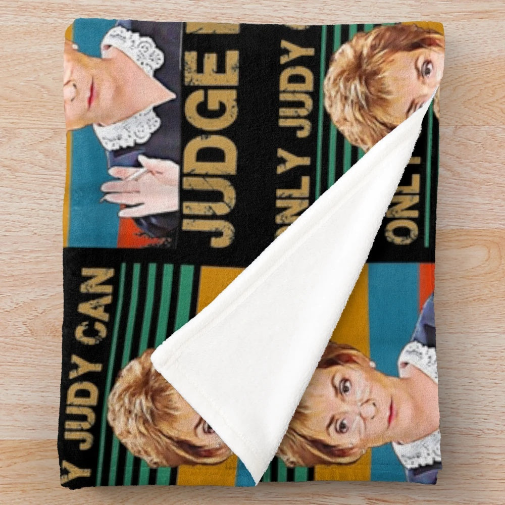 Retro vintage plush blanket with "Only Judy Can Judge Me" design