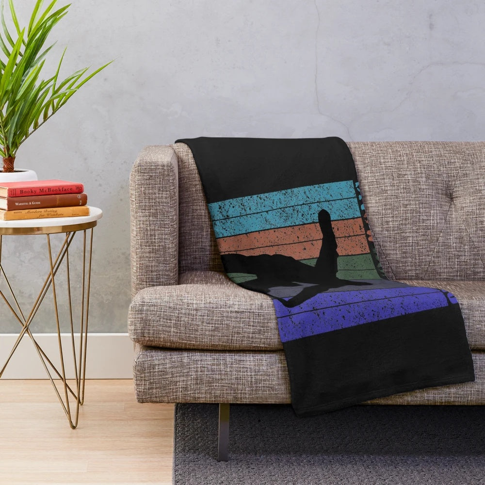 Retro vintage snowboard plush blanket