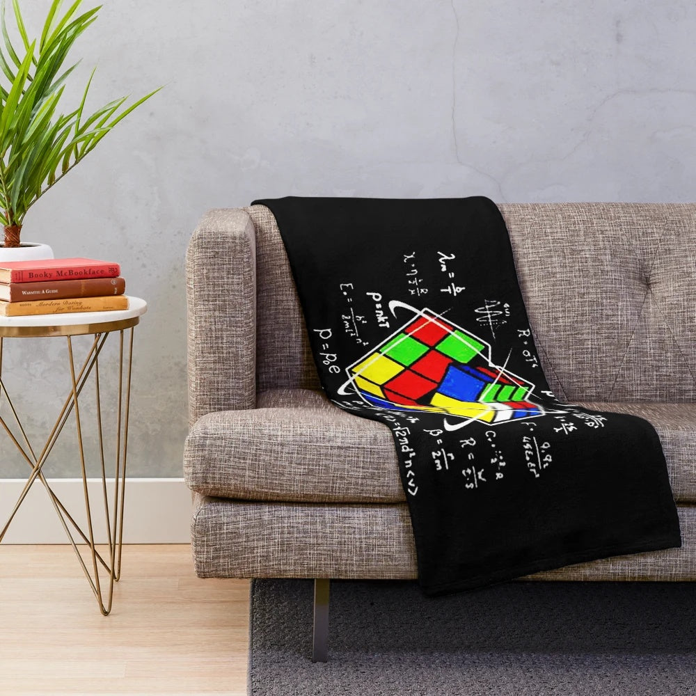 Retro vintage-style Rubik's cube plush blanket