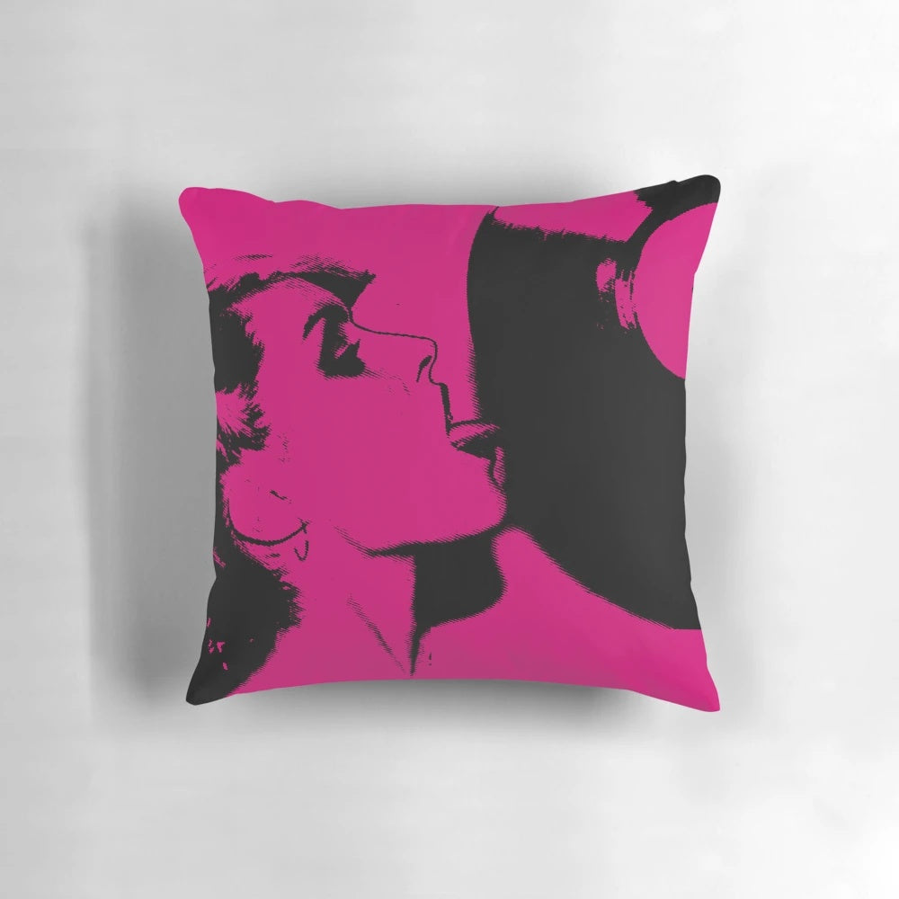 Retro vintage woman pillow with abstract pop art design