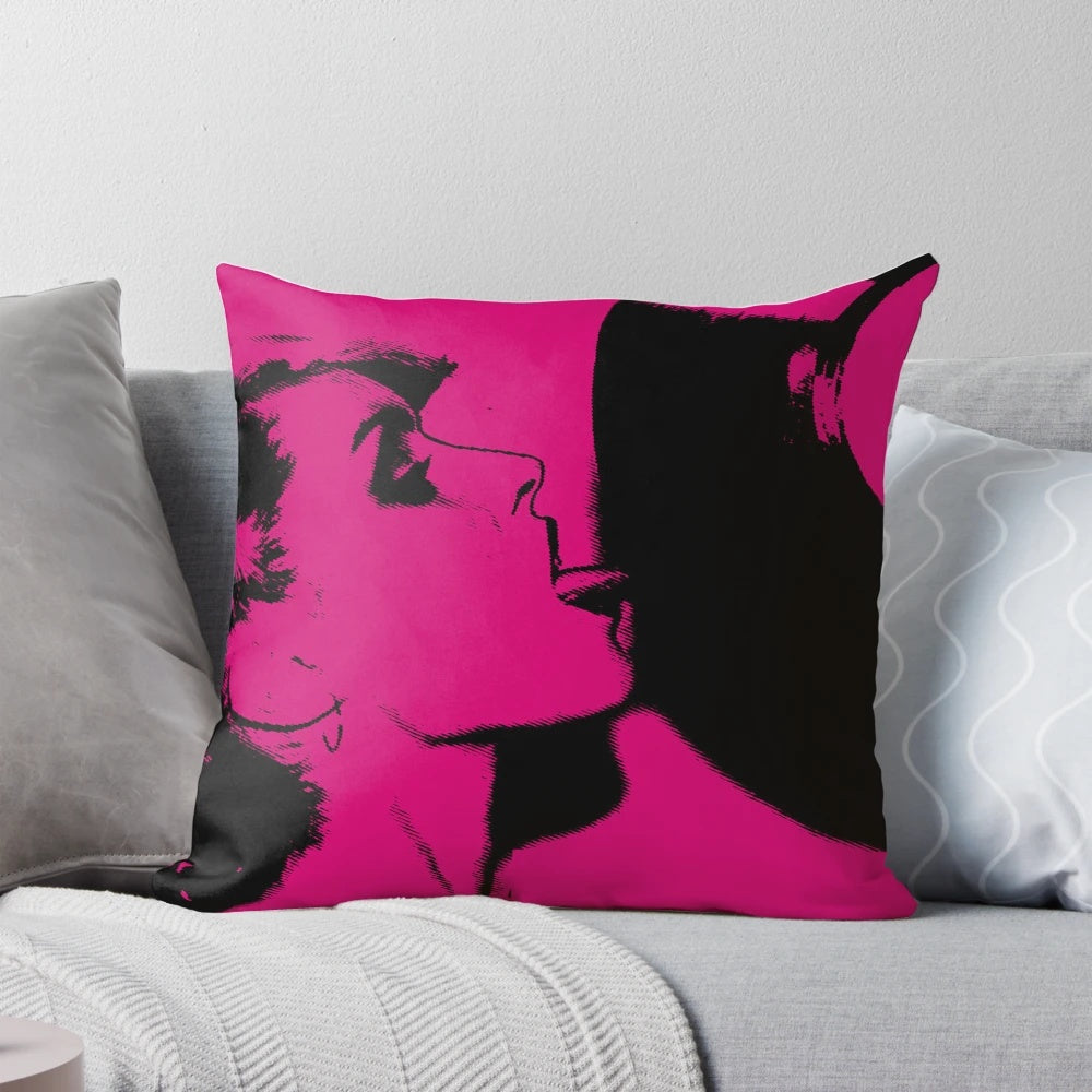 Retro vintage woman pillow with abstract pop art design