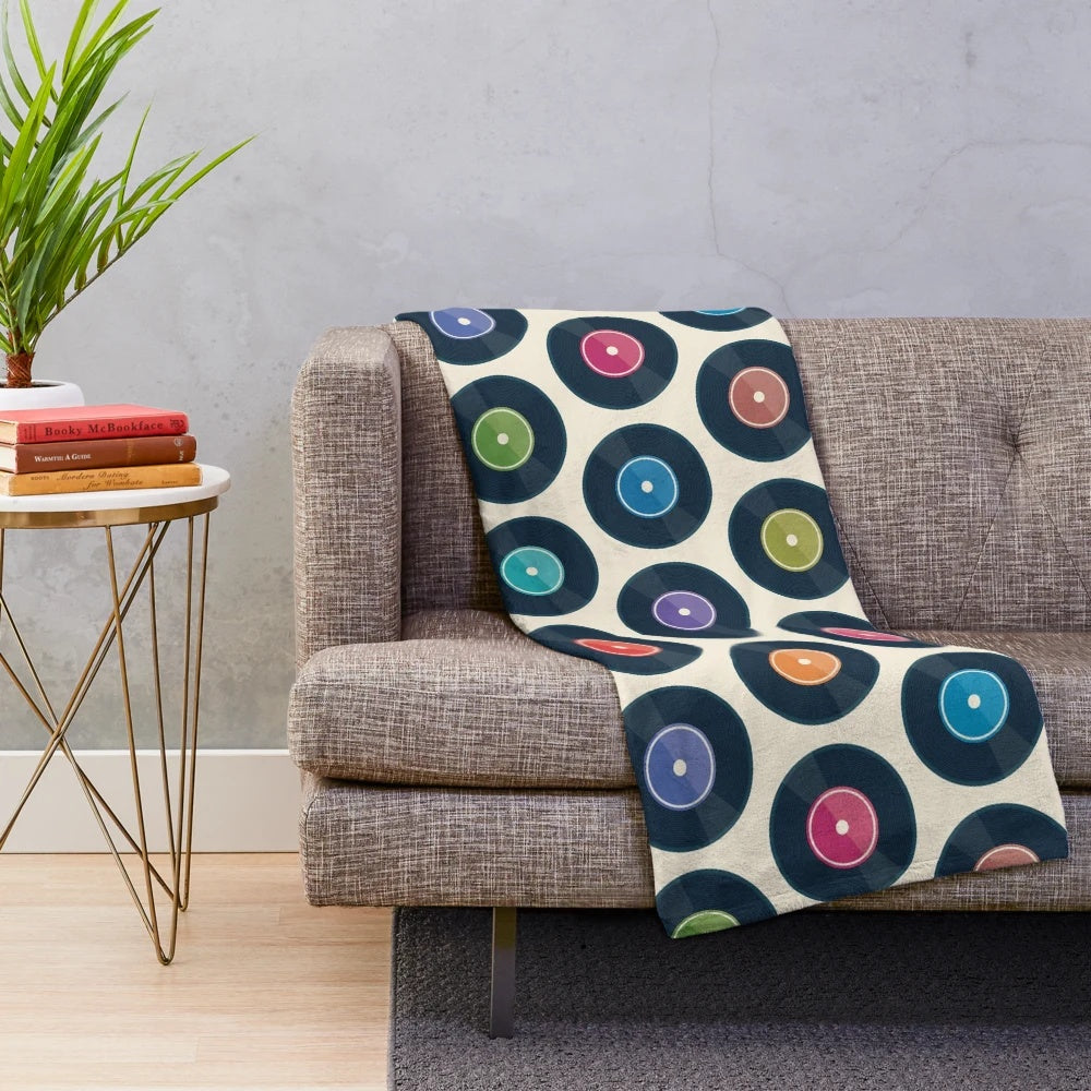 Vintage vinyl record design plush blanket