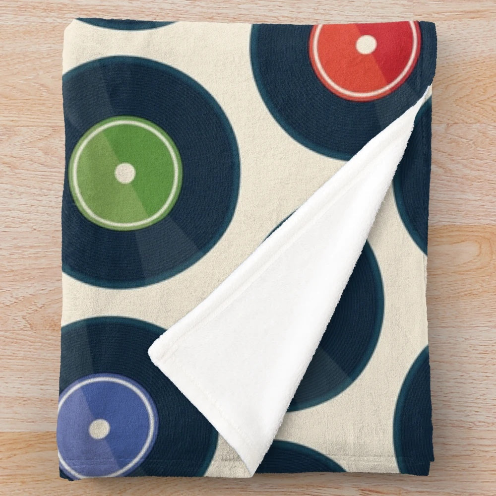 Vintage vinyl record design plush blanket