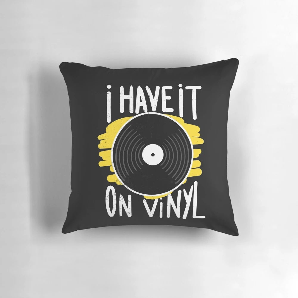 A cozy t-shirt pillow featuring a vintage vinyl record design, perfect for vinyl record collectors and music lovers.