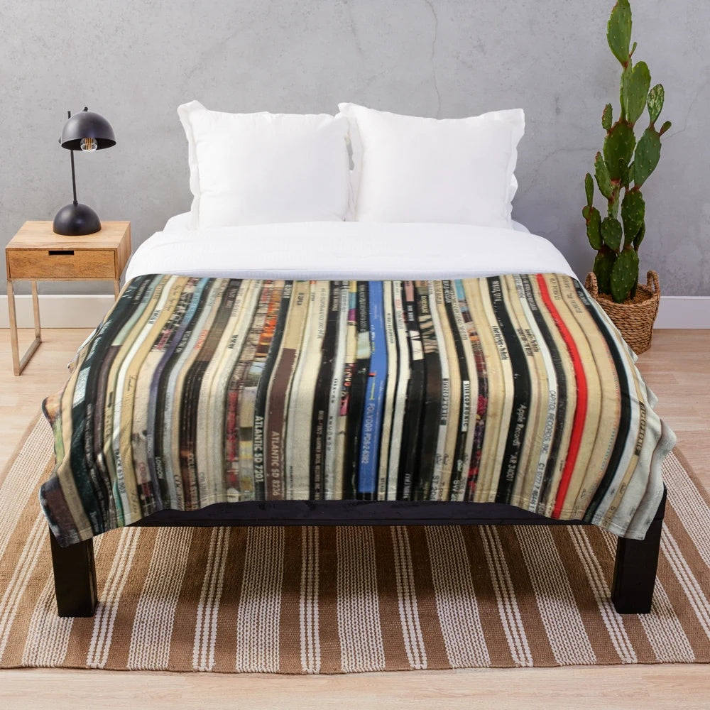Classic rock vinyl records plush blanket