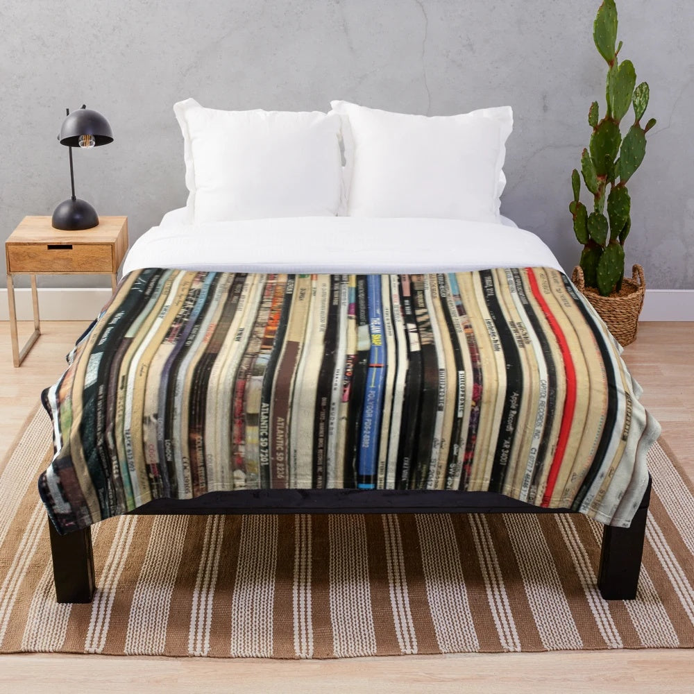 Classic rock vinyl records plush blanket