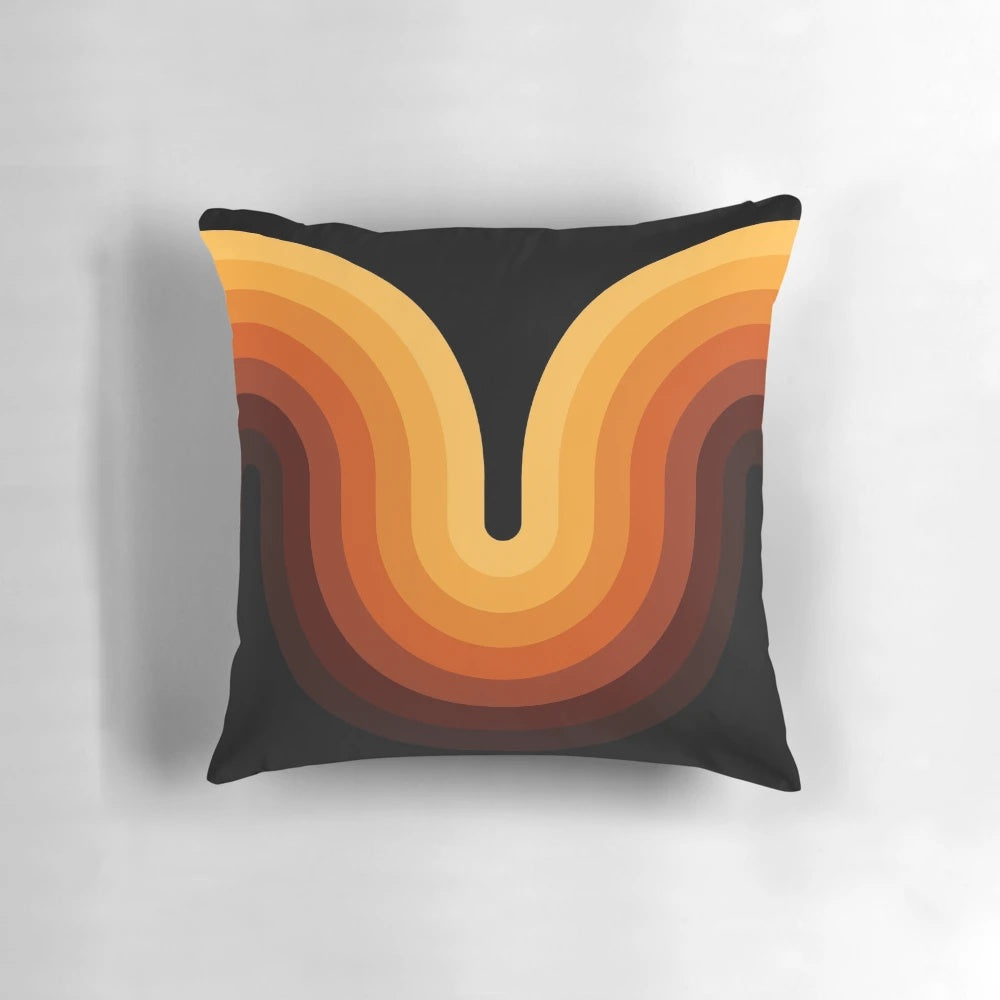 Retro wave pattern decorative throw pillow with geometric, abstract design