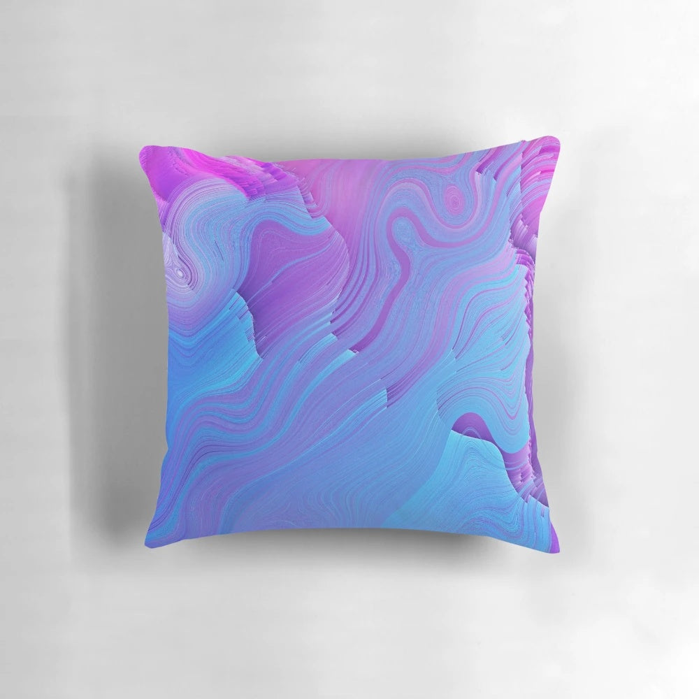 Retro wave glitch art print decorative throw pillow with neon colors and 90s aesthetic