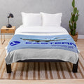 Retro-inspired 727 aircraft plush blanket