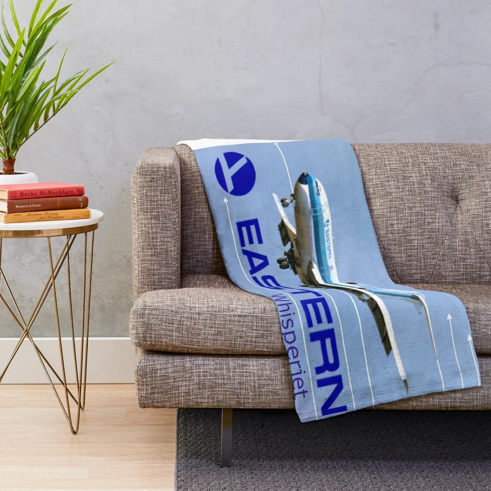 Retro-inspired 727 aircraft plush blanket