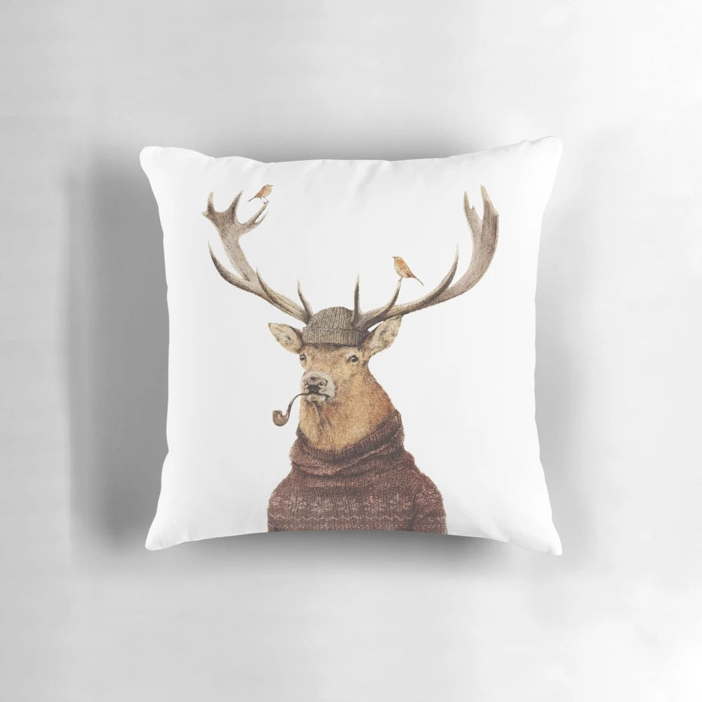 Decorative pillow featuring a vintage-inspired jungle wildlife design