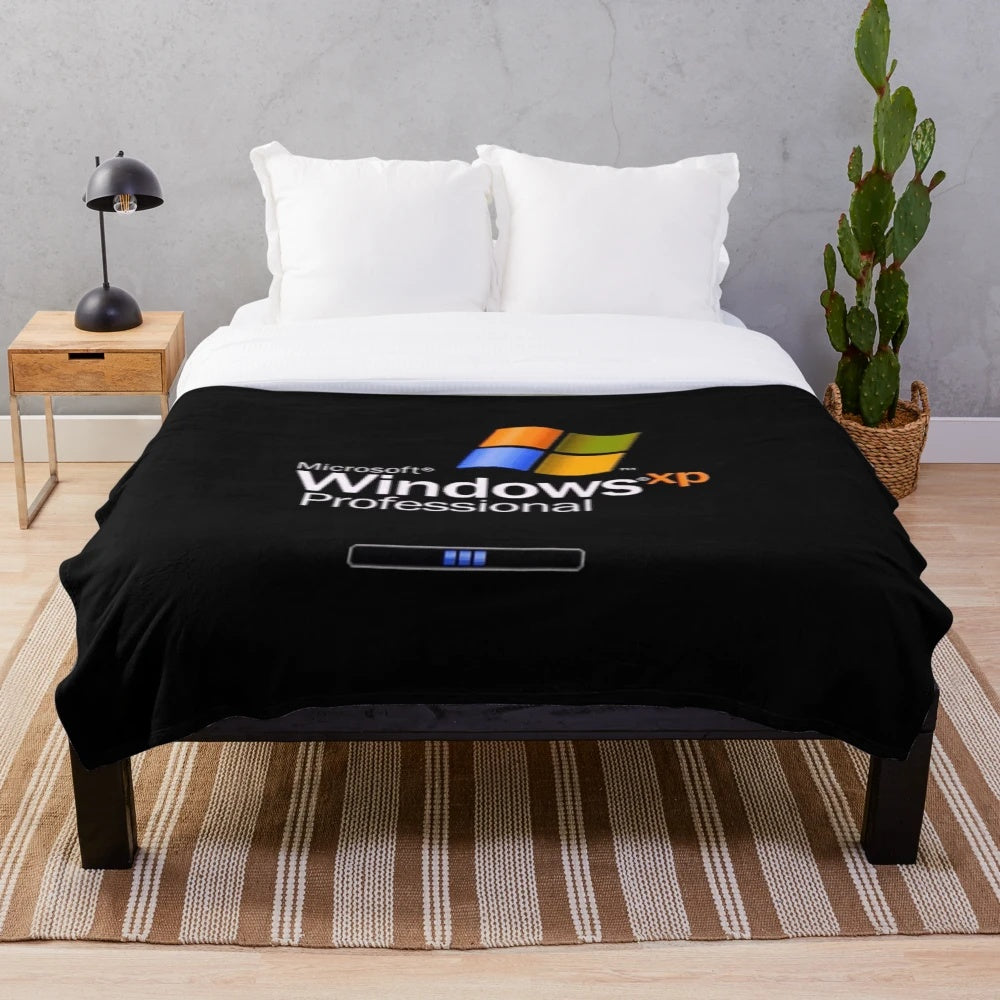 Soft and Cozy Plush Blanket Featuring the Iconic Windows XP Logo
