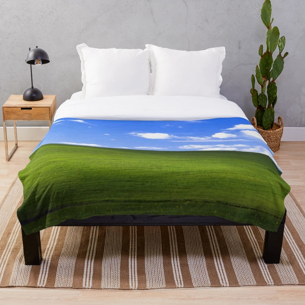 Retro Windows XP inspired plush blanket tapestry