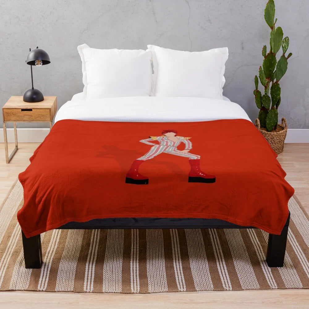 David Bowie Ziggy Stardust inspired plush blanket