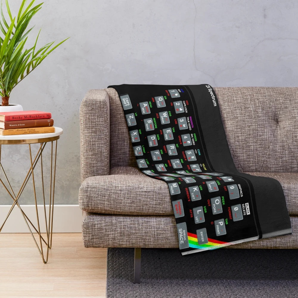 Cozy plush blanket with ZX Spectrum retro computer design