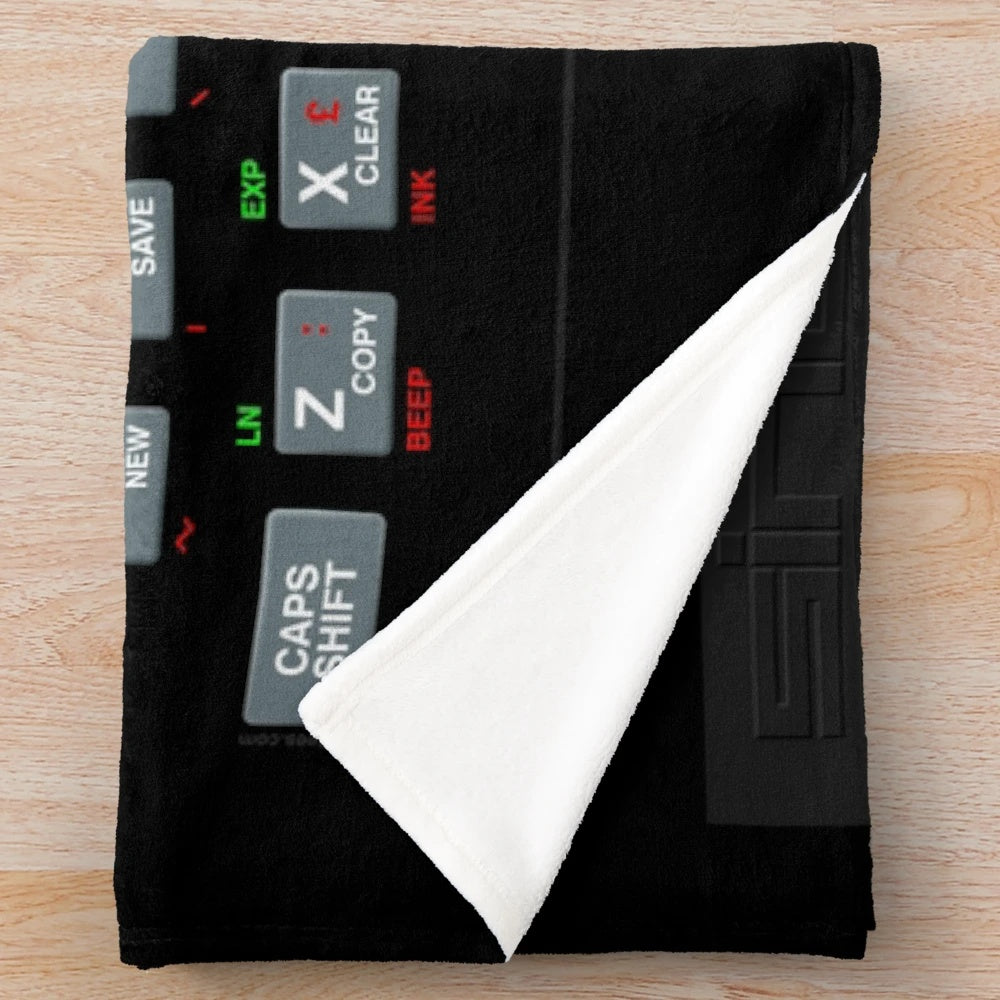 Cozy plush blanket with ZX Spectrum retro computer design