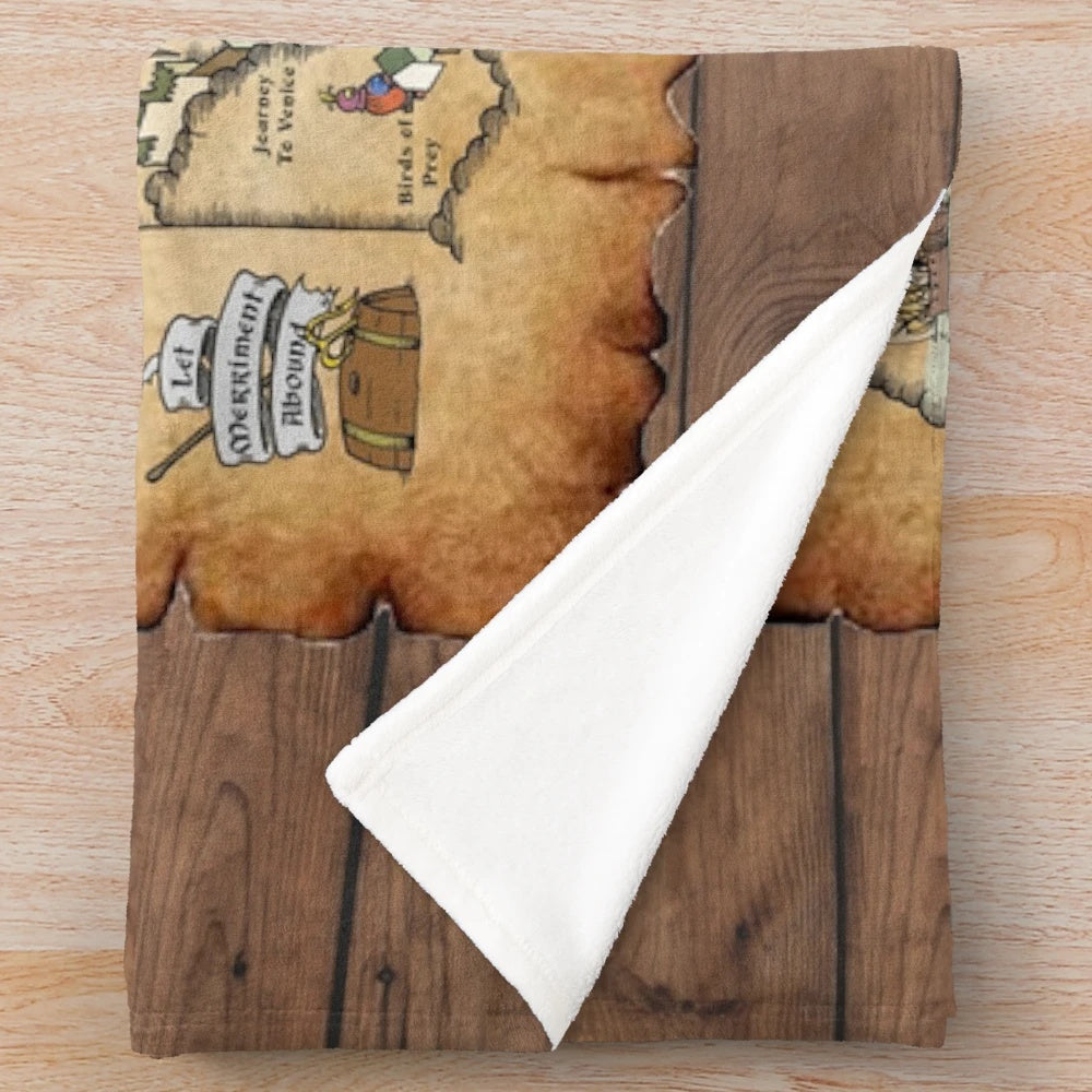 Revel Grove inspired plush blanket featuring medieval art print design