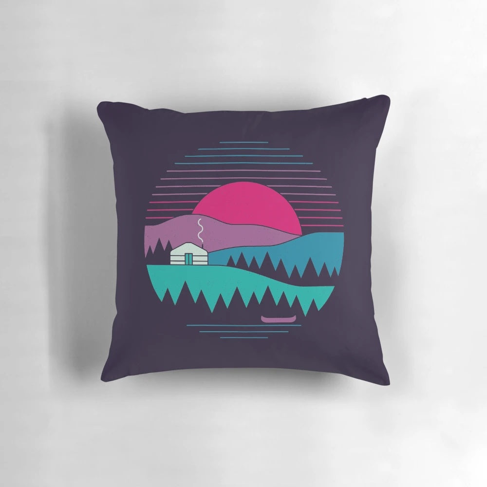 Vintage-inspired Back to Basics Pillow with a minimalist circle design