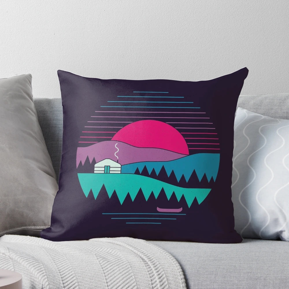 Vintage-inspired Back to Basics Pillow with a minimalist circle design