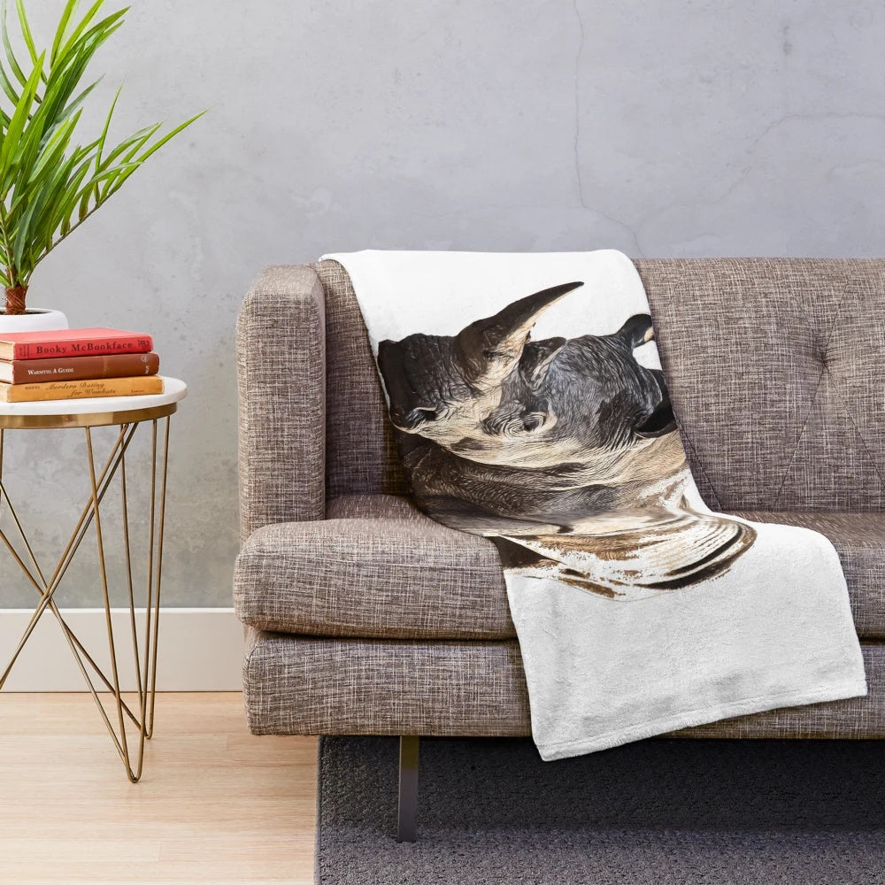 Cozy rhinoceros plush blanket for home decor and animal conservation