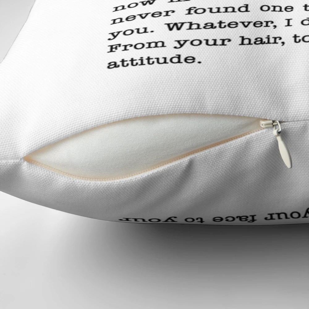 Decorative pillow featuring a graphic design inspired by the feud between Kim Richards and Eileen Davidson on The Real Housewives of Beverly Hills
