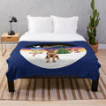 Rhodesian Ridgeback dog in a Christmas-themed plush blanket design
