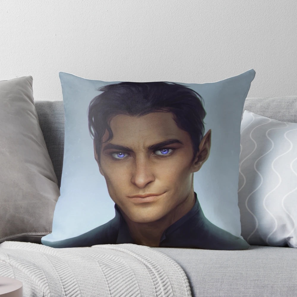 Rhys Pillow featuring the High Lord of the Night Court from the A Court of Mist and Fury series by Sarah J. Maas