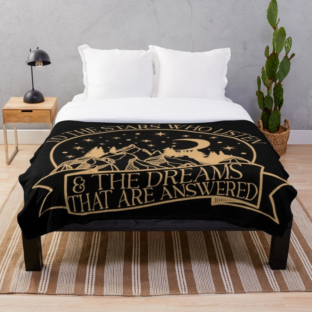 Soft and cozy plush blanket featuring a Rhysand quote from the A Court of Thorns and Roses series by Sarah J. Maas