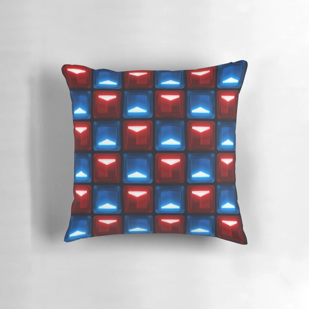 Beat Saber-themed pillow with a custom block pattern design
