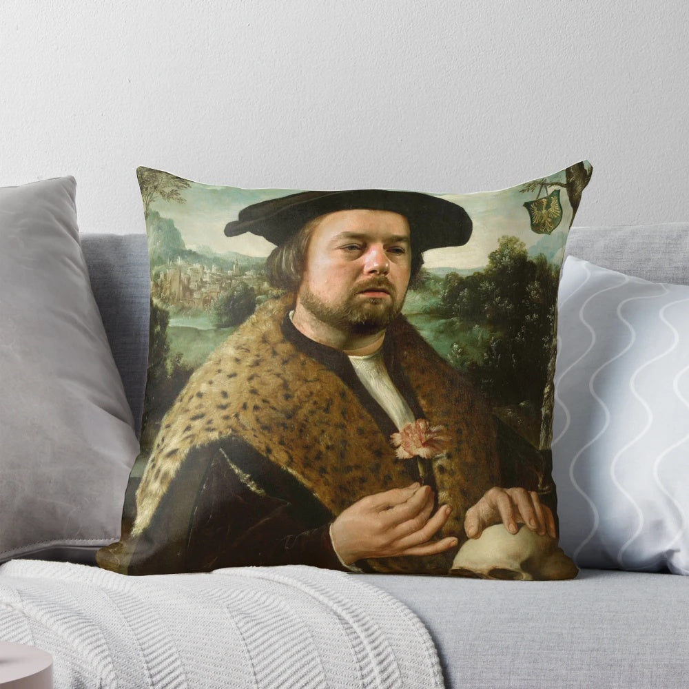 A painted portrait of Rich Evans, a despondent-looking time traveler from Red Letter Media.